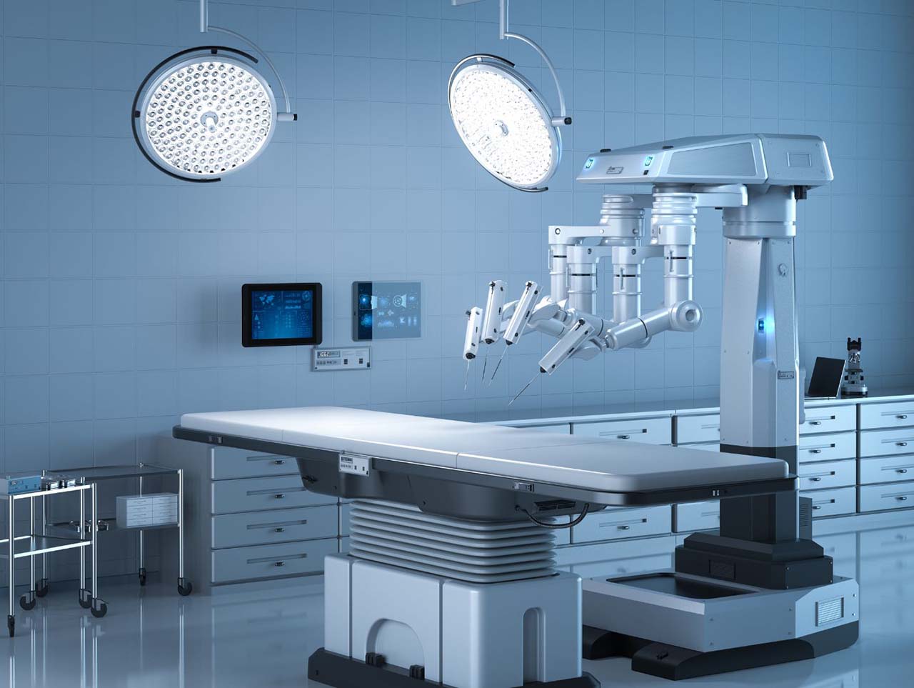 The advanced robotic surgery technology the robotic surgeon at SCMSC in Los Angeles use to treat stomach cancer.