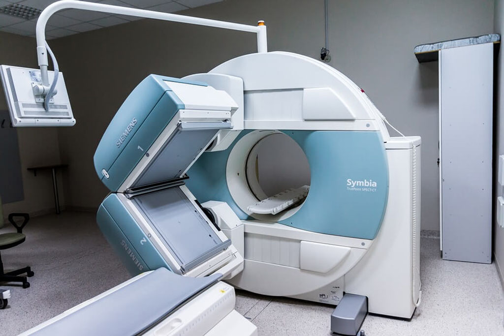 A MRI machine is used to help diagnose an abdominal aortic aneurysm when a person is feeling symptoms.