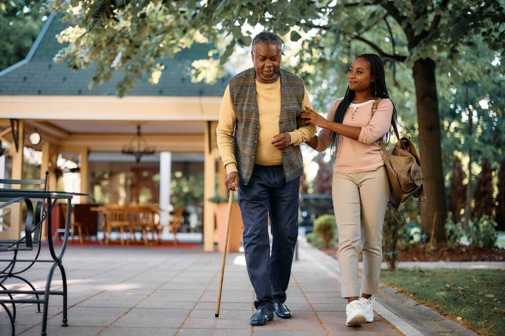 Older man enjoys walking outside again following PAD treatment
